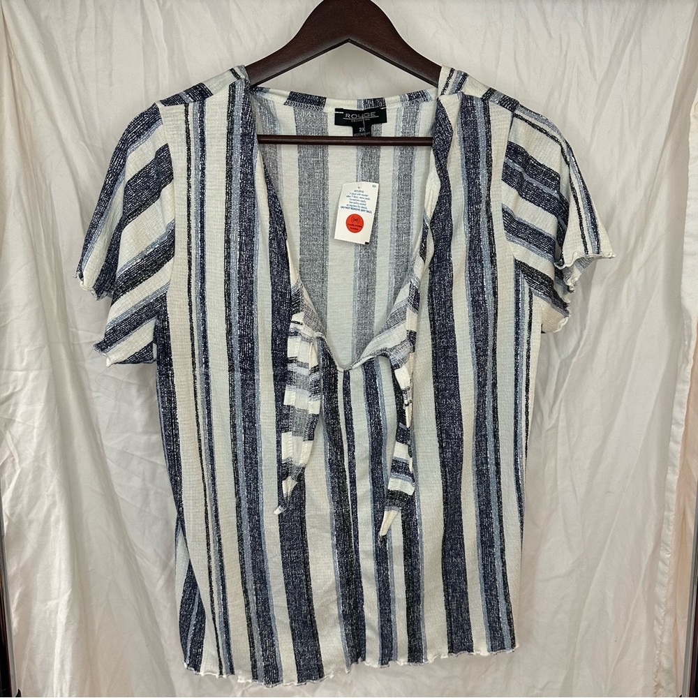 Women’s Plus Size Side Tie Striped Top